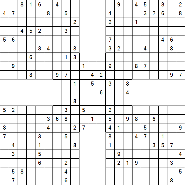 Samurai Sudoku - Difficile