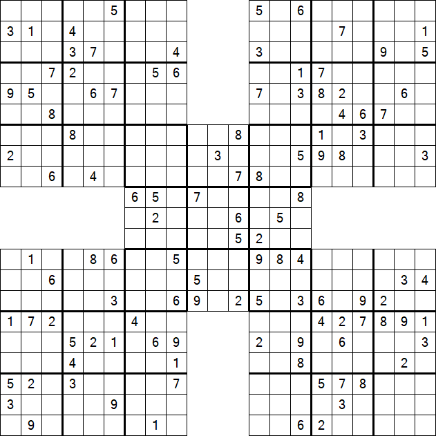 Samurai Sudoku - Difficile