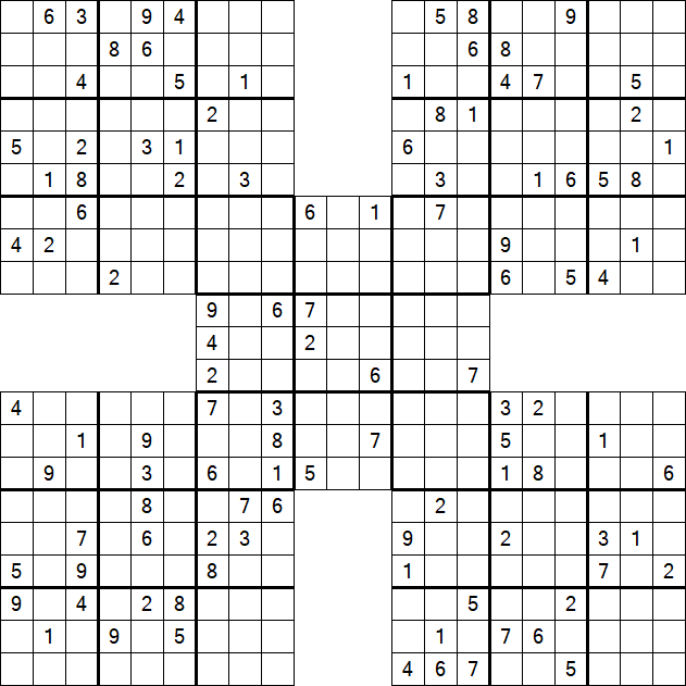 Samurai Sudoku - Difficile