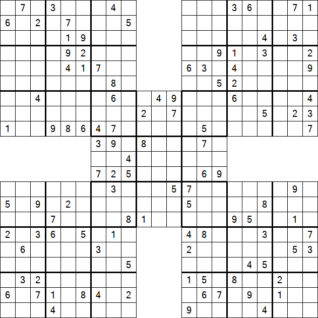 Samurai Sudoku - Difficile
