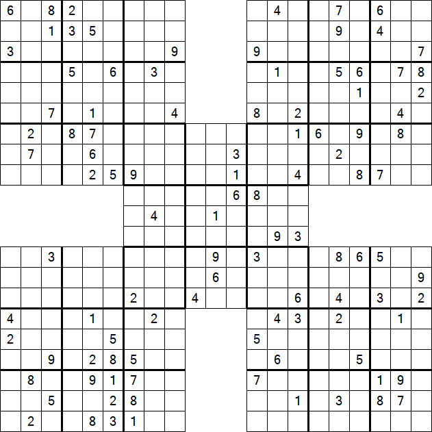 Samurai Sudoku - Difficile
