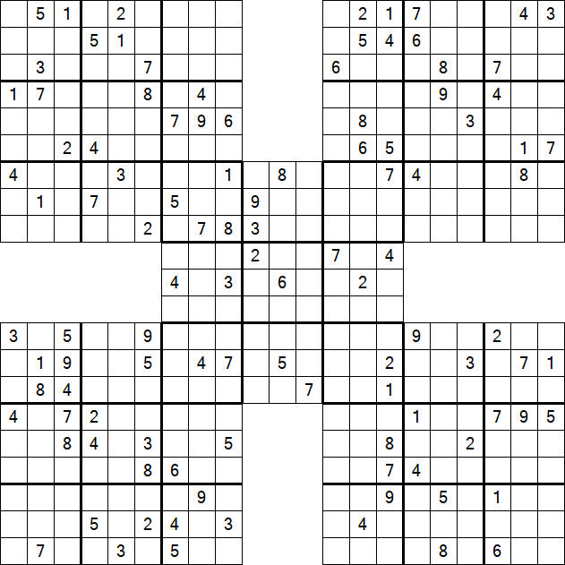 Samurai Sudoku - Difficile