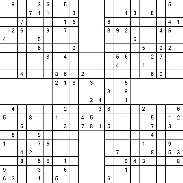 Samurai Sudoku - Difficile