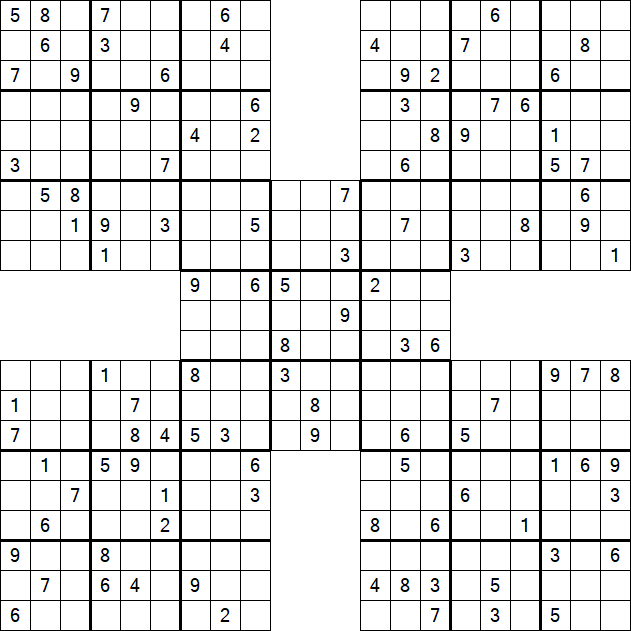 Samurai Sudoku - Difficile