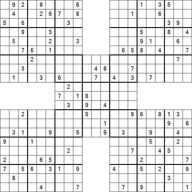 Samurai Sudoku - Difficile