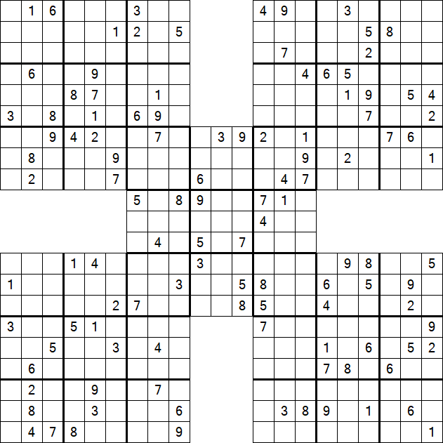 Samurai Sudoku - Difficile