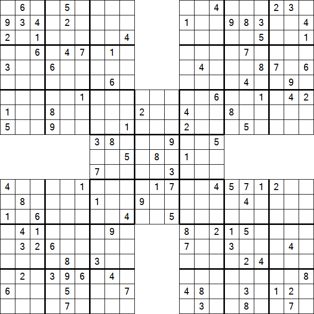 Samurai Sudoku - Difficile