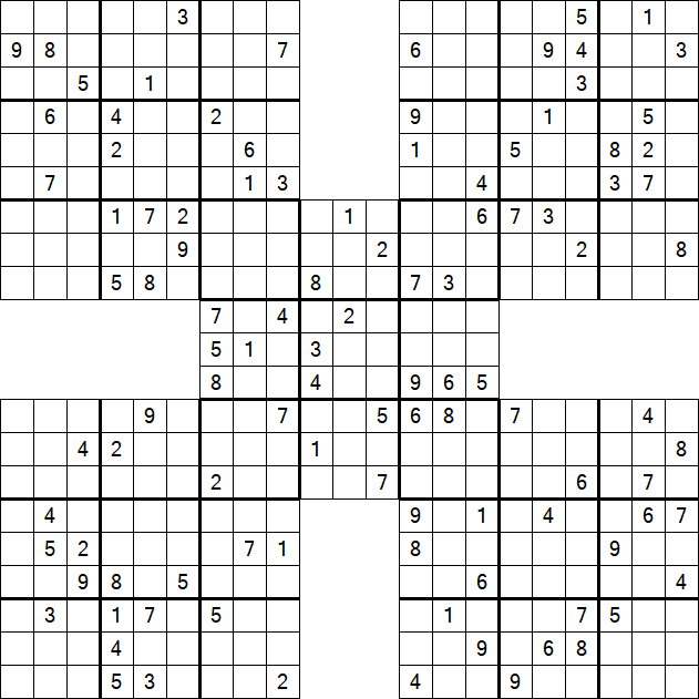 Samurai Sudoku - Difficile