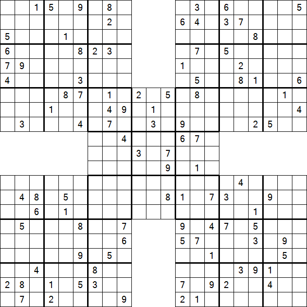 Samurai Sudoku - Difficile
