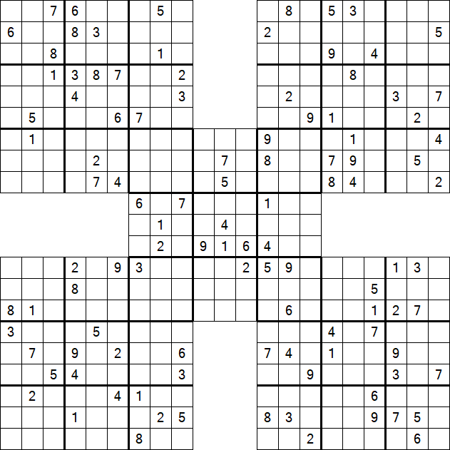 Samurai Sudoku - Difficile