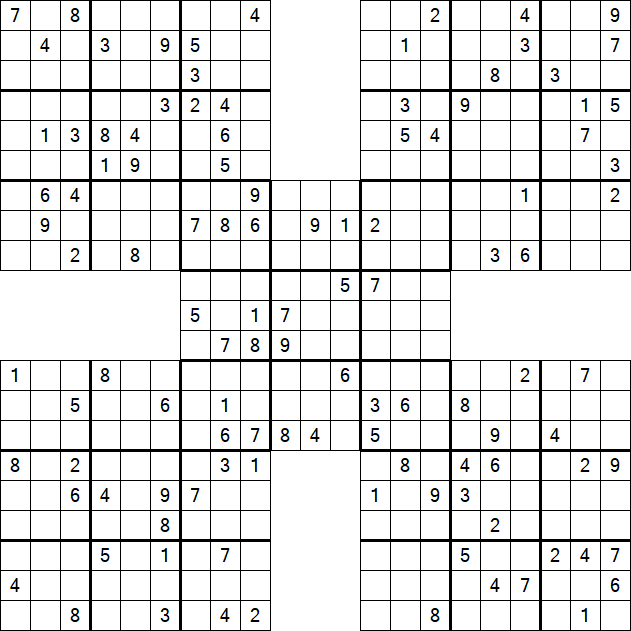 Samurai Sudoku - Difficile