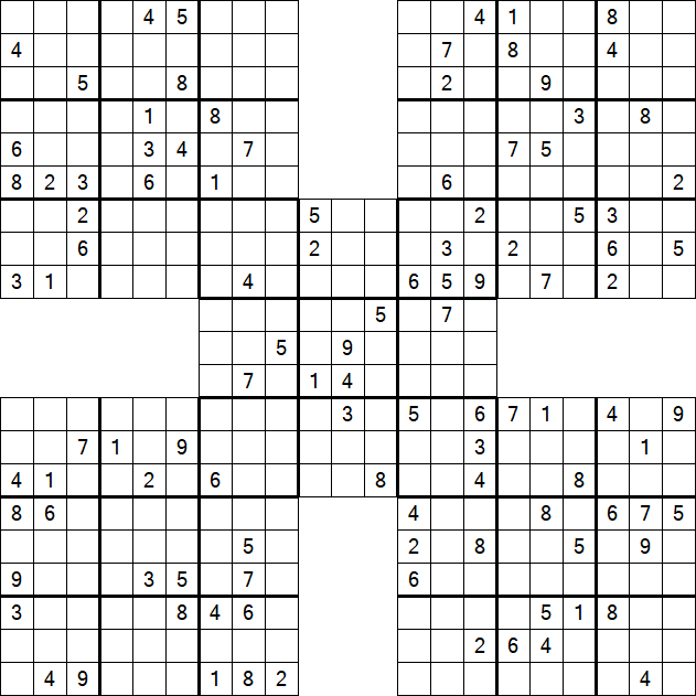 Samurai Sudoku - Difficile