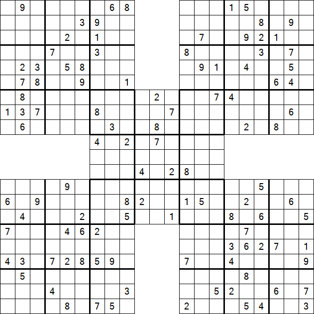 Samurai Sudoku - Difficile