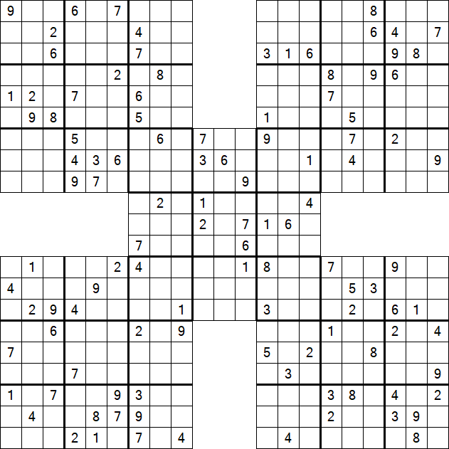 Samurai Sudoku - Difficile