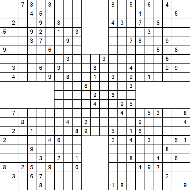 Samurai Sudoku - Difficile