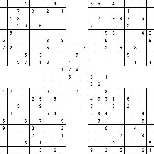 Samurai Sudoku - Difficile