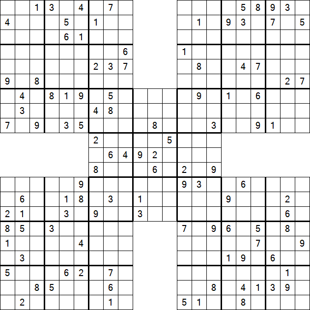 Samurai Sudoku - Difficile
