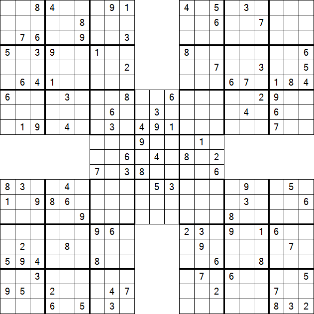Samurai Sudoku - Difficile