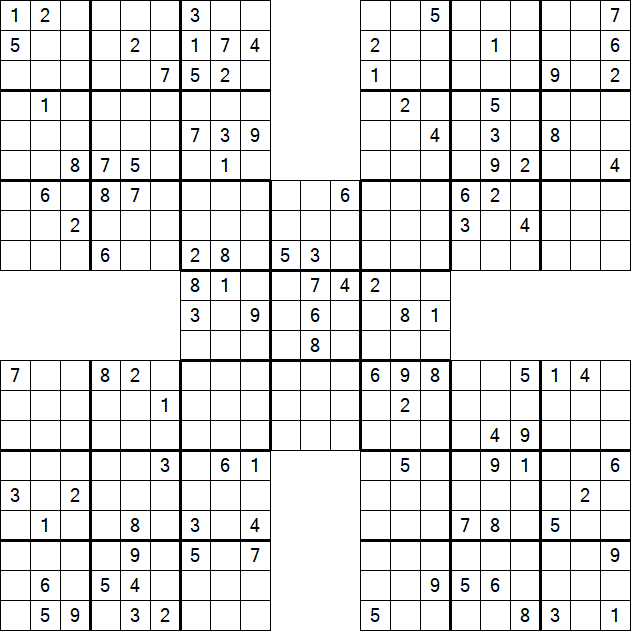 Samurai Sudoku - Difficile