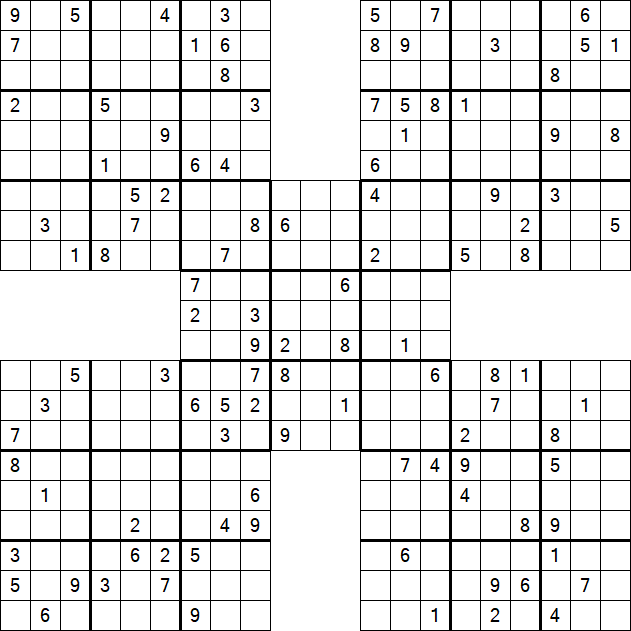 Samurai Sudoku - Difficile