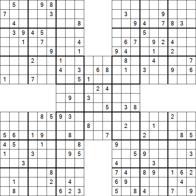 Samurai Sudoku - Difficile