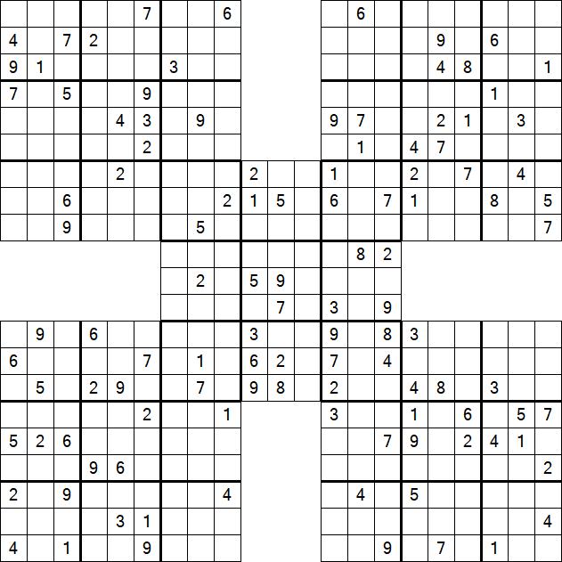 Samurai Sudoku - Difficile