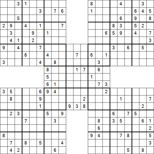 Samurai Sudoku - Difficile