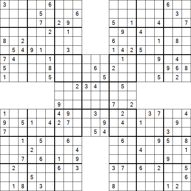 Samurai Sudoku - Difficile