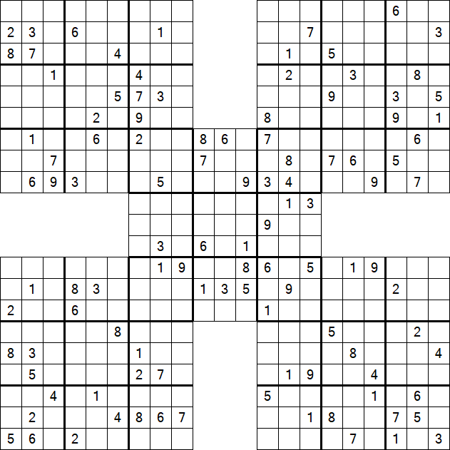 Samurai Sudoku - Difficile