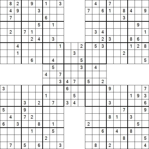 Samurai Sudoku - Difficile