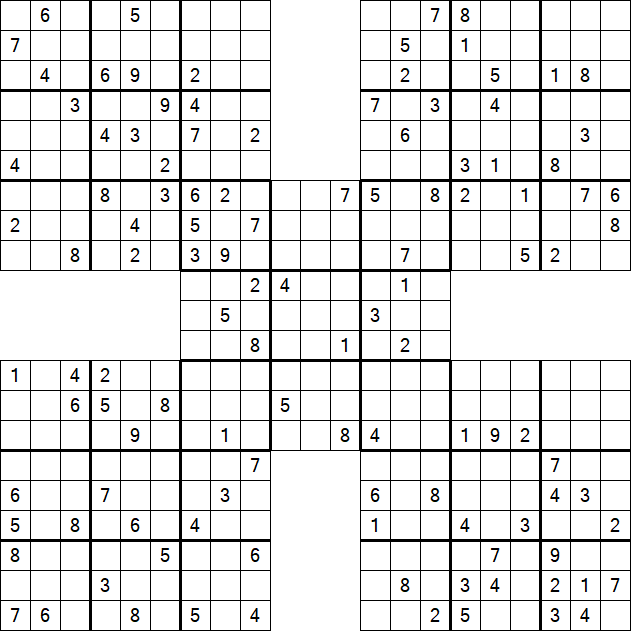 Samurai Sudoku - Difficile