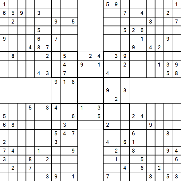 Samurai Sudoku - Difficile