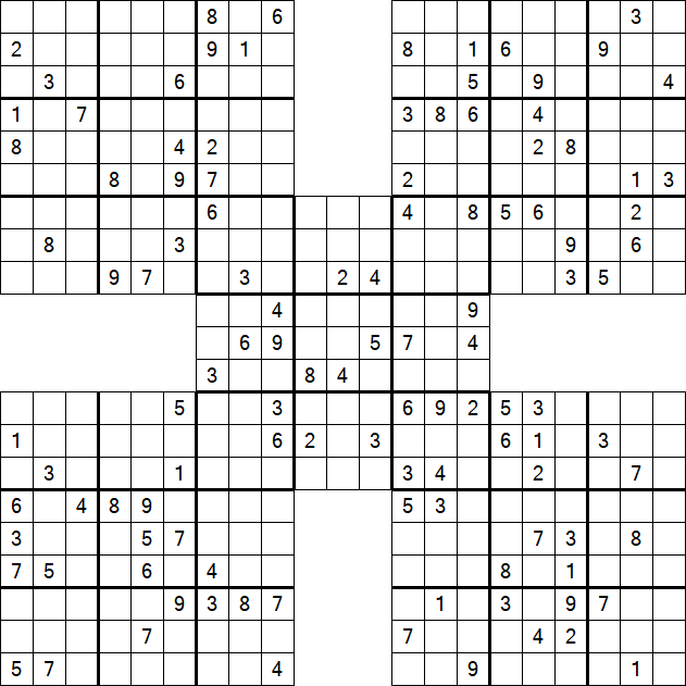 Samurai Sudoku - Difficile