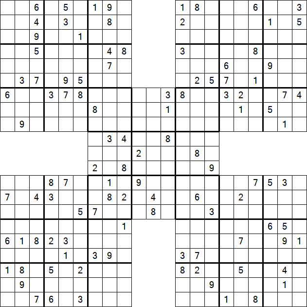 Samurai Sudoku - Difficile