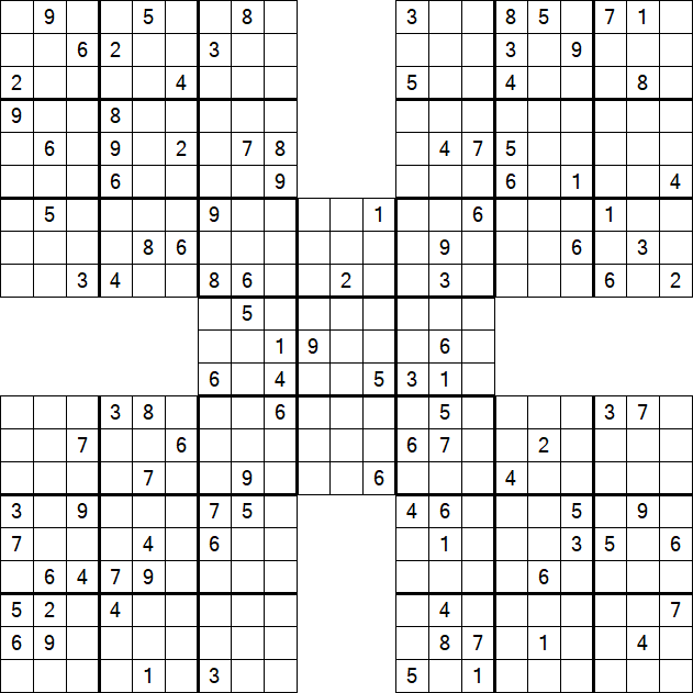 Samurai Sudoku - Difficile