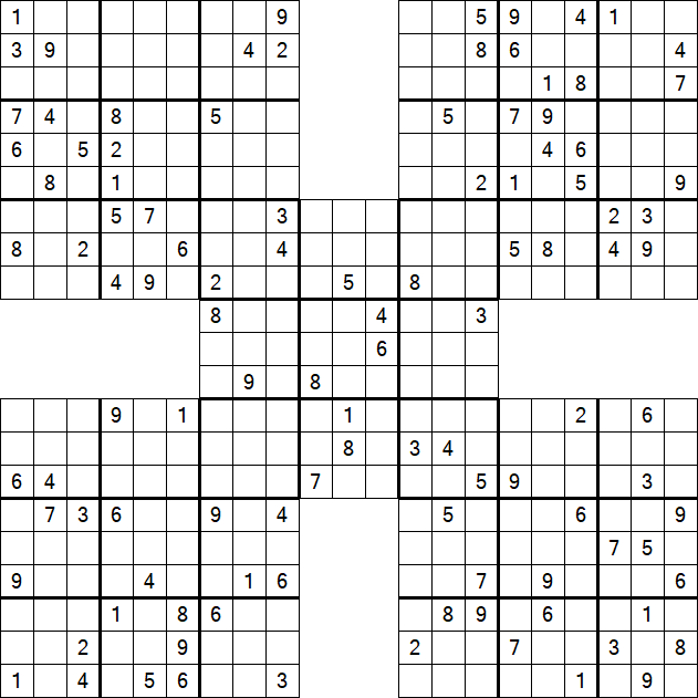 Samurai Sudoku - Difficile
