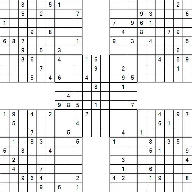 Samurai Sudoku - Difficile