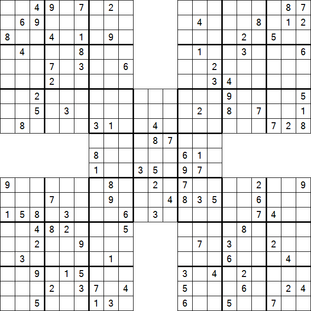 Samurai Sudoku - Difficile
