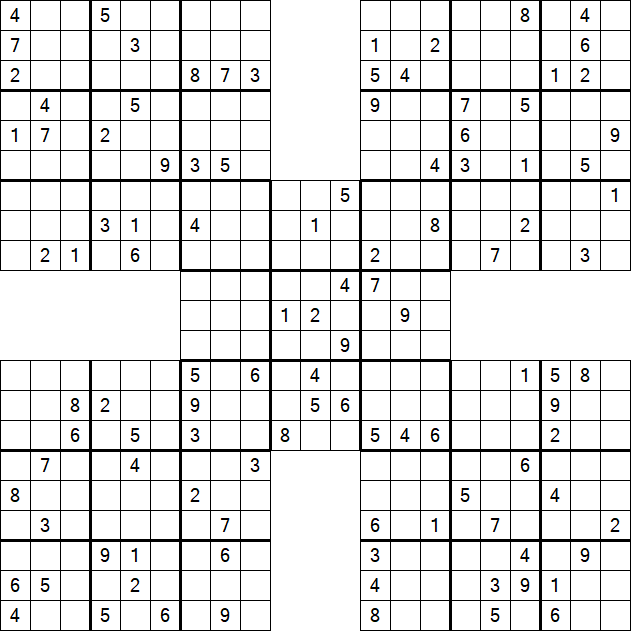 Samurai Sudoku - Difficile