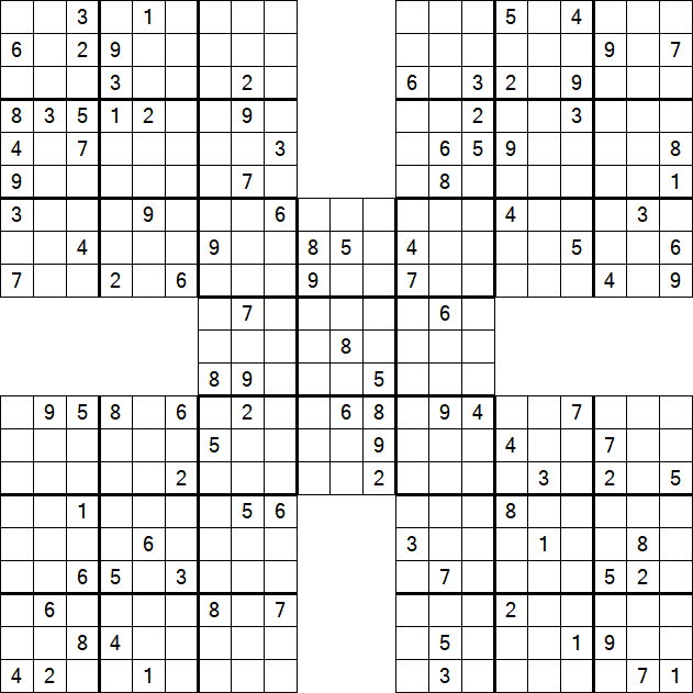 Samurai Sudoku - Difficile