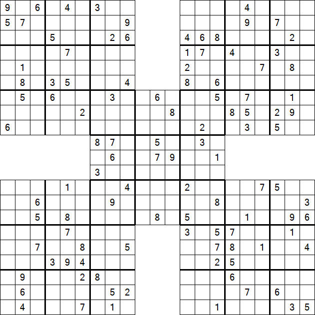 Samurai Sudoku - Difficile