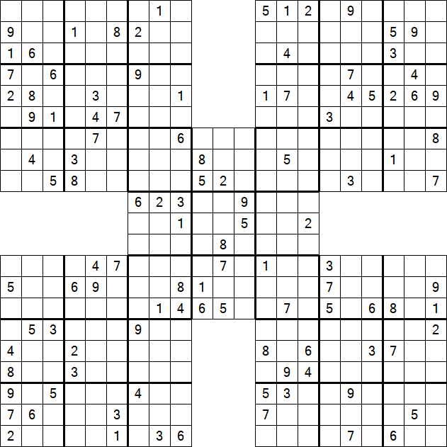 Samurai Sudoku - Difficile
