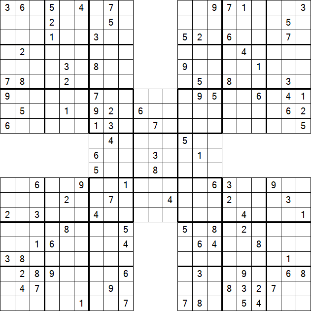 Samurai Sudoku - Difficile
