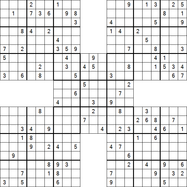 Samurai Sudoku - Difficile