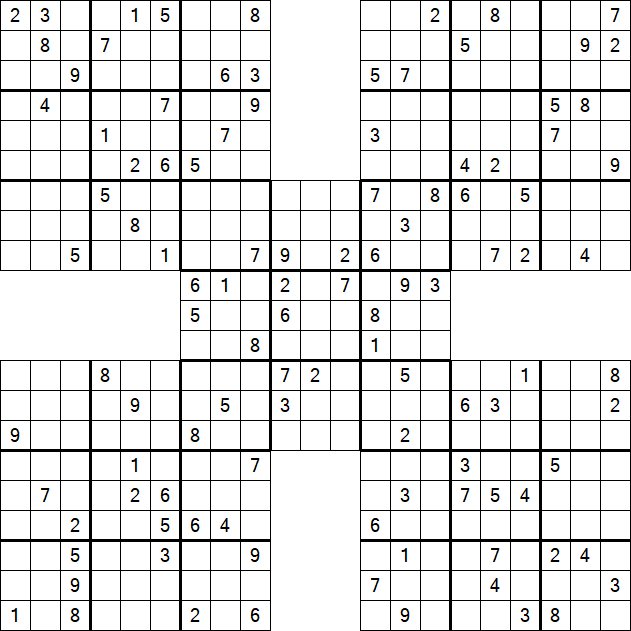 Samurai Sudoku - Difficile