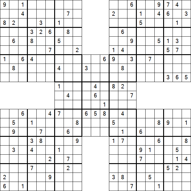 Samurai Sudoku - Difficile