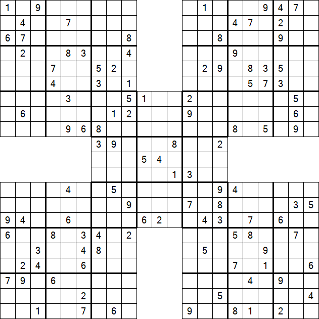 Samurai Sudoku - Difficile
