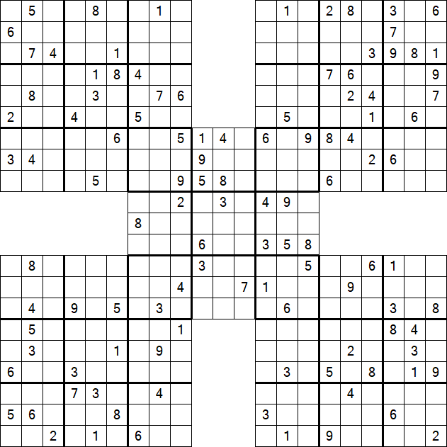 Samurai Sudoku - Difficile