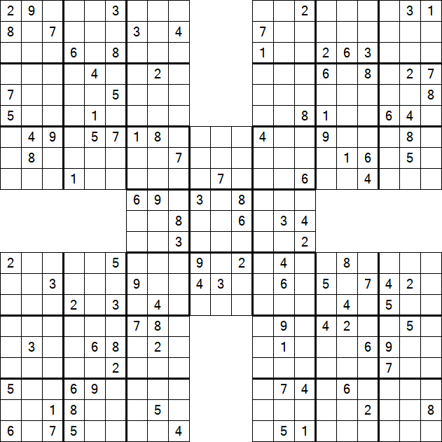 Samurai Sudoku - Difficile