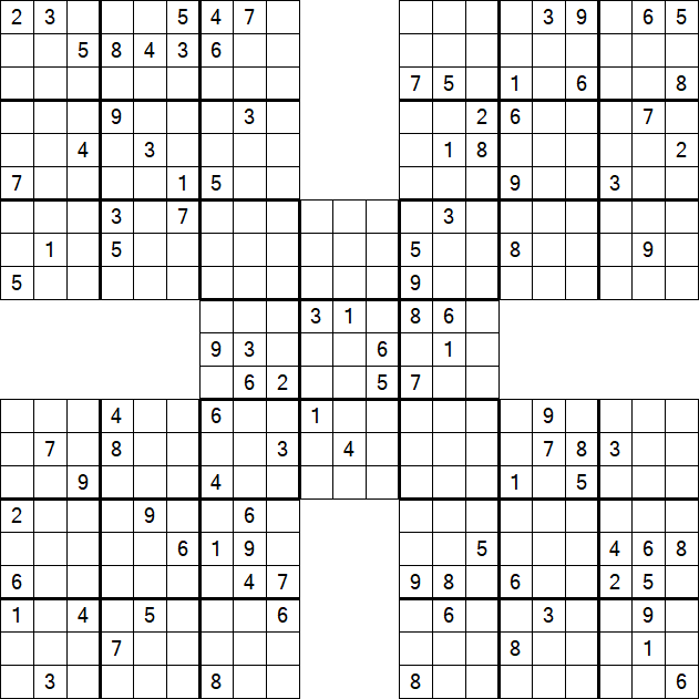 Samurai Sudoku - Difficile